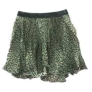 SAINT LAURENT Leopard Print Silk Mini Skirt